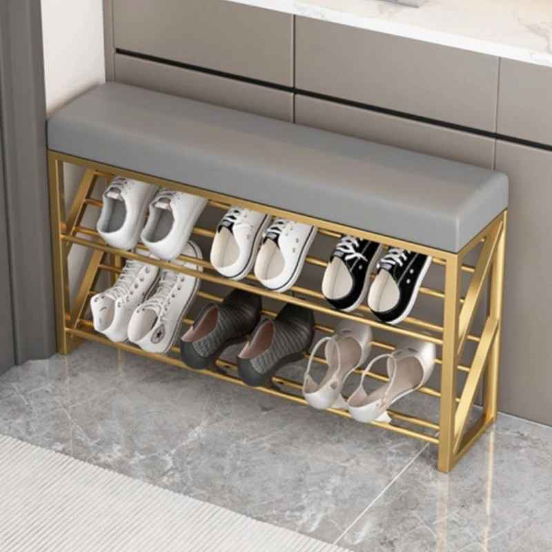 Banc range chaussures entreluxe gris