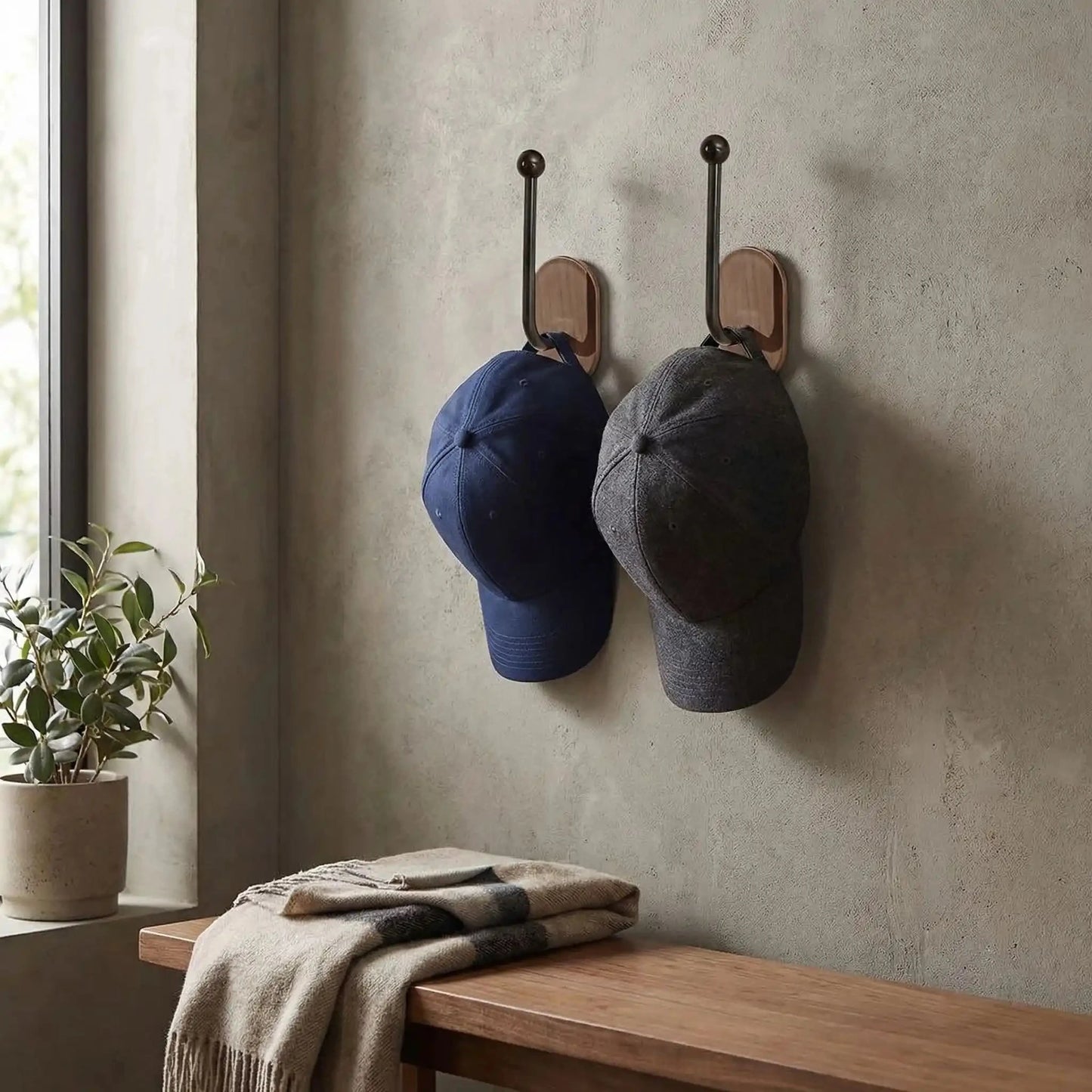 Rangement casquette mural bois Fjell sans perçage lot 2