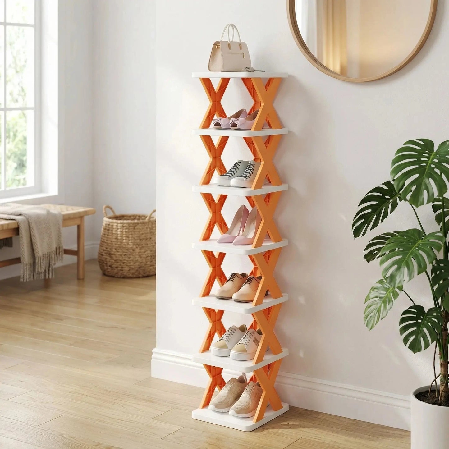 Étagère à Chaussures | Modulable Gain de Place Modularis™ Rangement chaussures Rangement signature Orange 2-Étages (33.5cm)