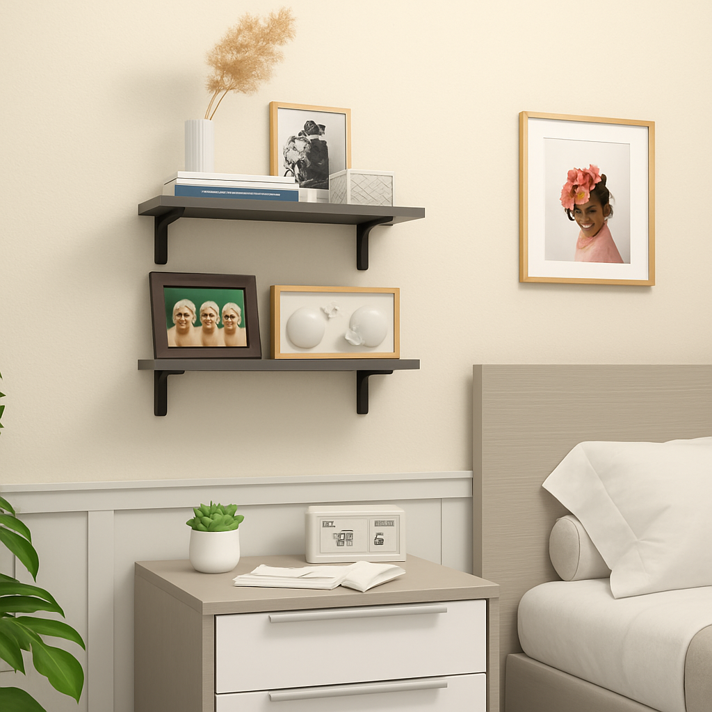 Etagere bois mural Rustique Duo dans la chambre