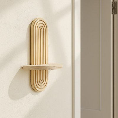 Etagere murale bois design géométrique arc