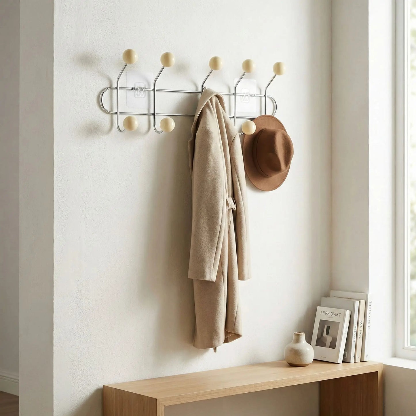 Patère murale cinq rangées de crochets Vintage élégance beige