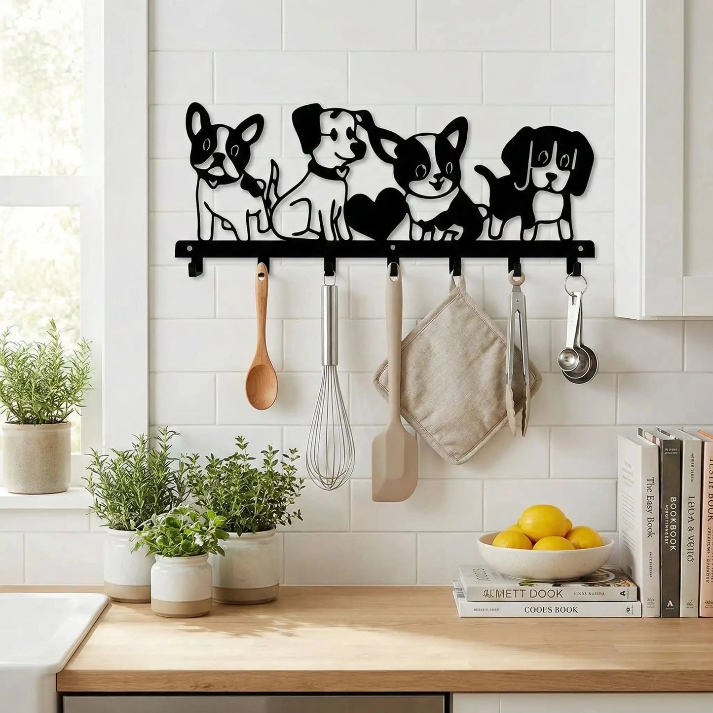 Porte-clés mural design canin métal noir style moderne pour cuisine organisée
