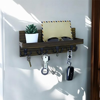porte cle mural design quatre crochets doubles