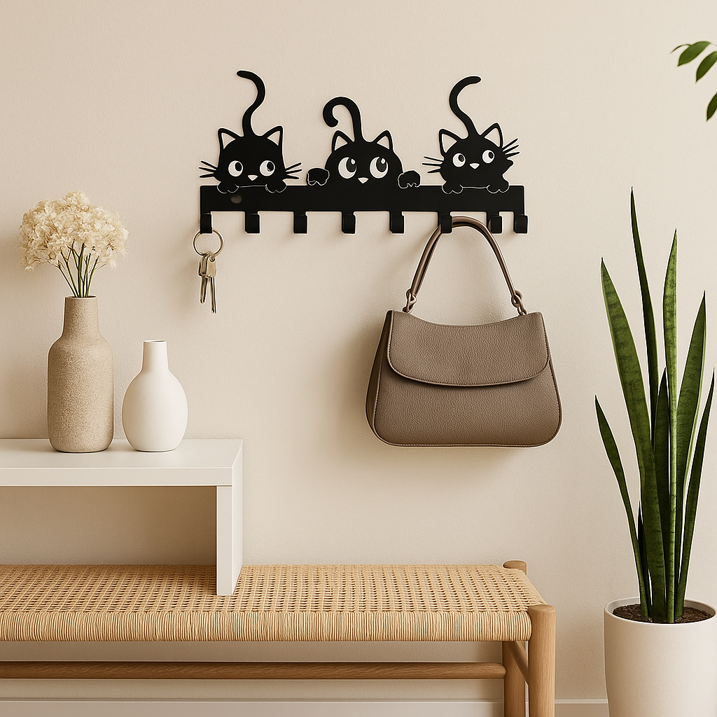 porte cle mural trois chats