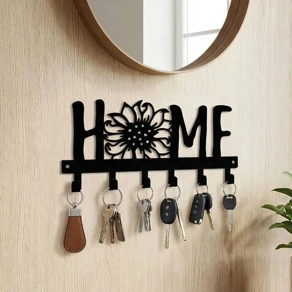 Porte cles mural design floral metal style moderne pour entrée organisee