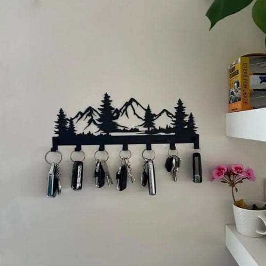 Porte-Clés Mural Métal Noir | Silhouette Montagne Porte-clés mural Rangement signature