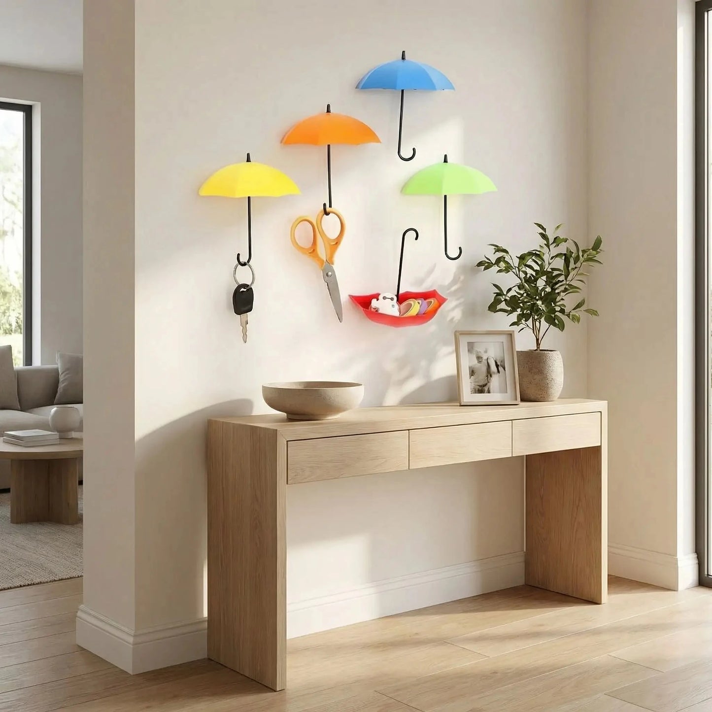 Porte-clés muraux Parapluie déco plastique fun pour entrée organisée