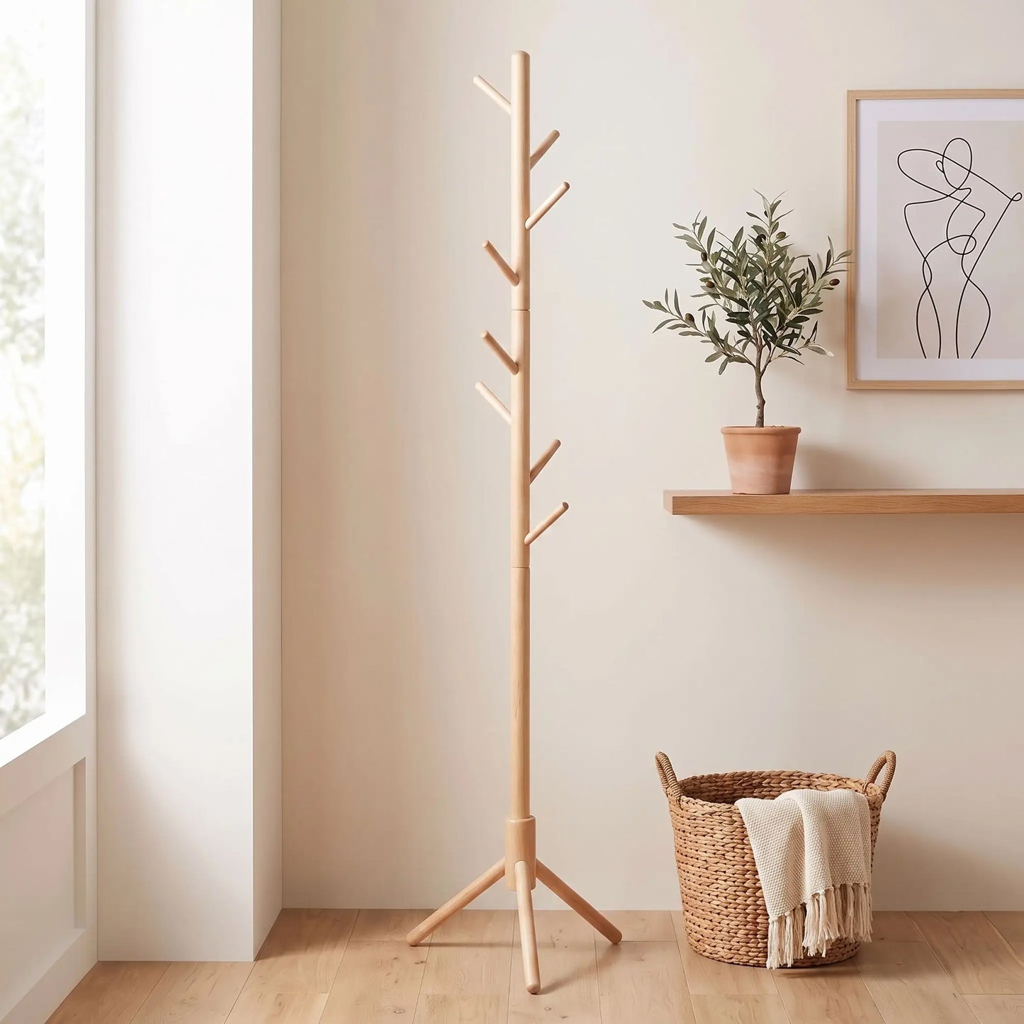 Porte‑manteau bois naturel SKOG élégant 180 cm