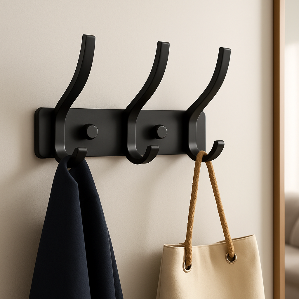 porte manteau mural alumine noir avec sac