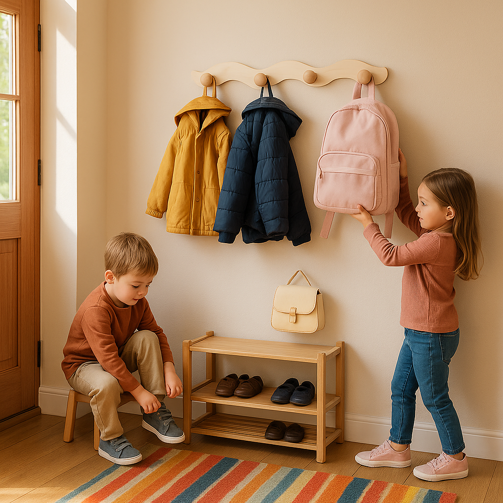 porte manteau mural avec des enfants