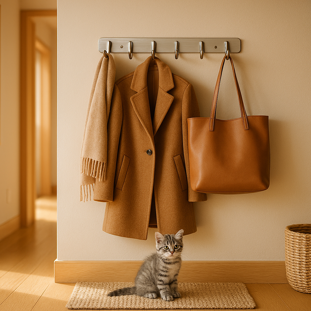 porte manteau mural avec veste et chaton