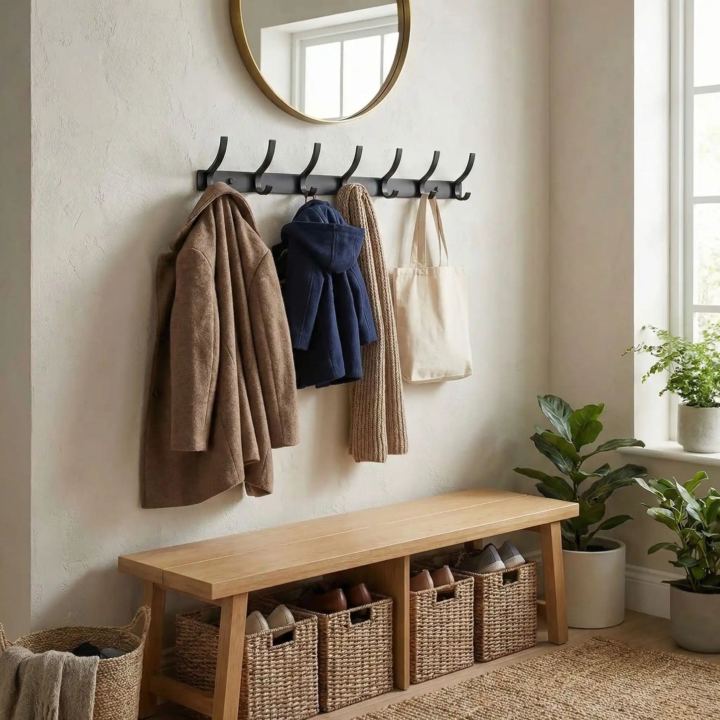 Porte manteau mural avec veste et sac