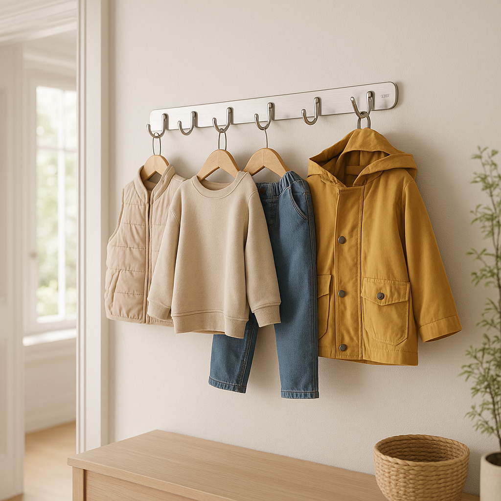 porte manteau mural avec vetements pour enfants