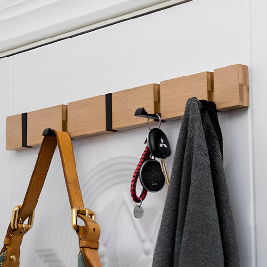 porte manteau mural bois bambou naturel