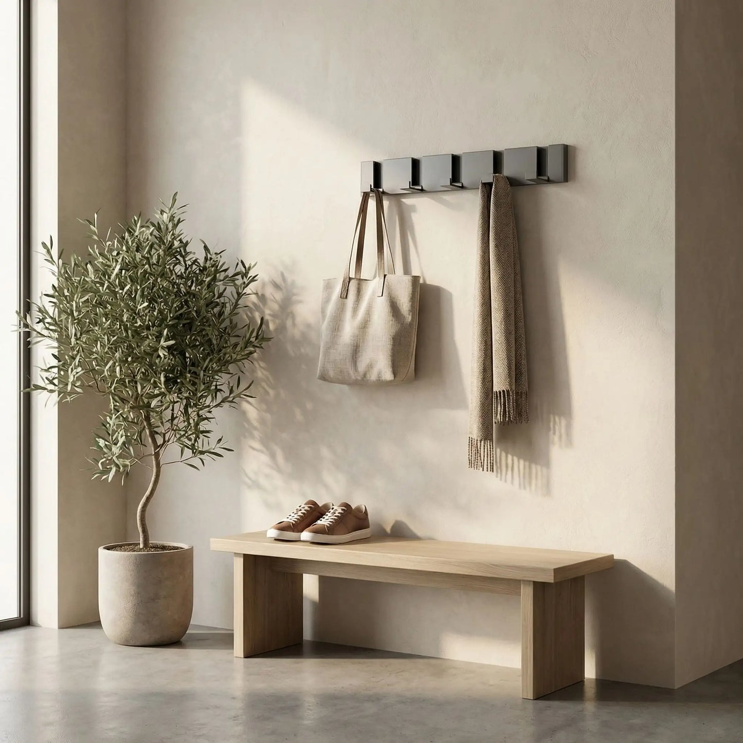 PORTE - MANTEAU MURAL MODERNE | Crochets Pliables Aluminium - Rangement signature