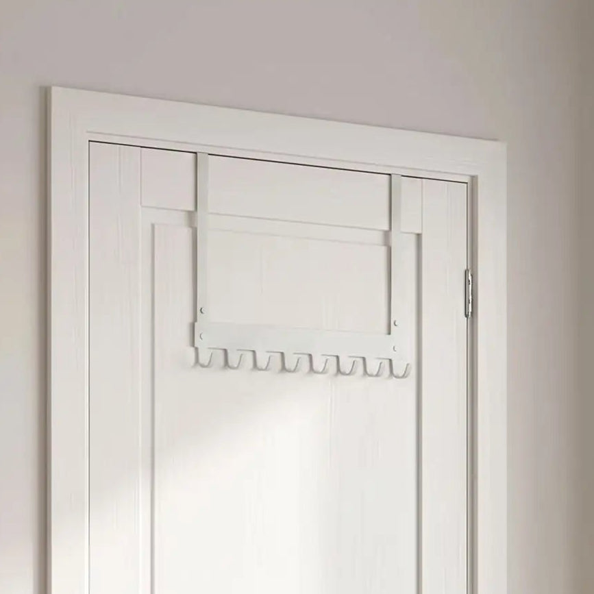Porte‑manteau porte LYKKE™ blanc, 8 crochets anti‑rayures pour un rangement lumineux et apaisé