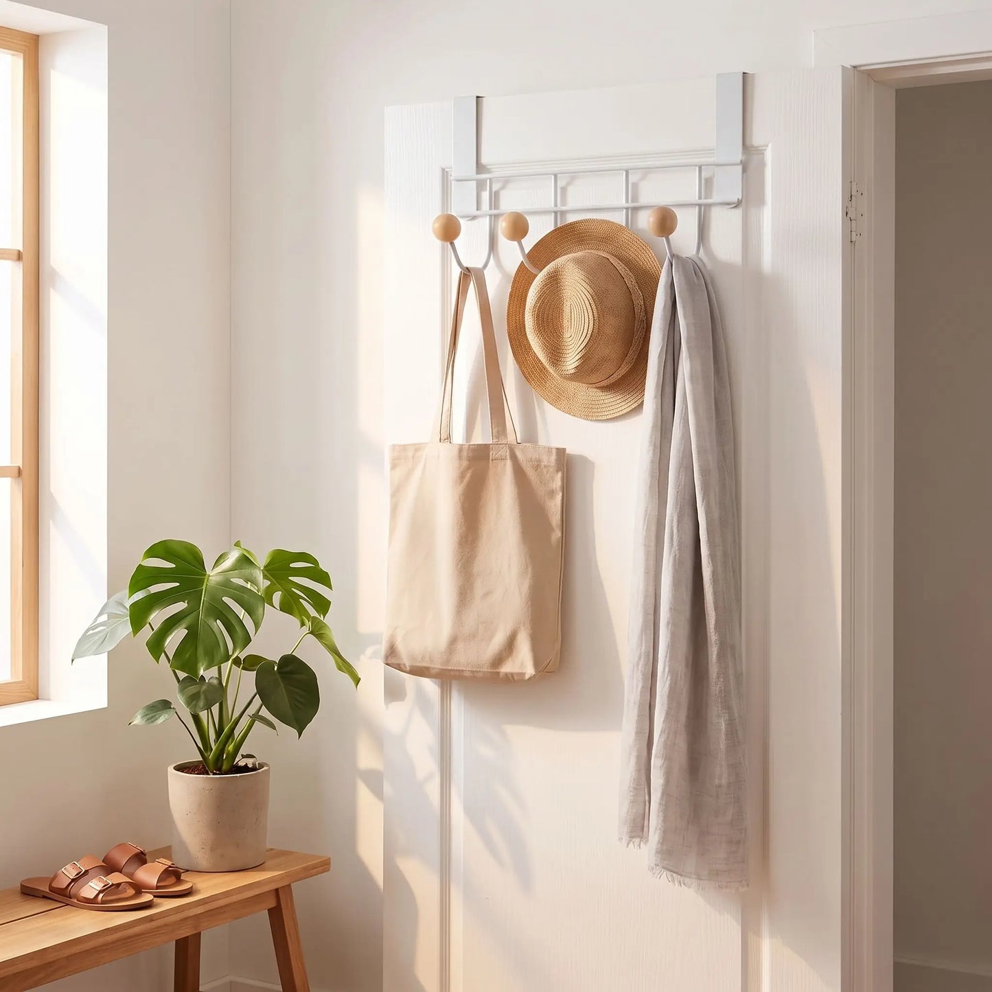 Porte‑manteau porte LYKKE™ blanc compact sans perçage
