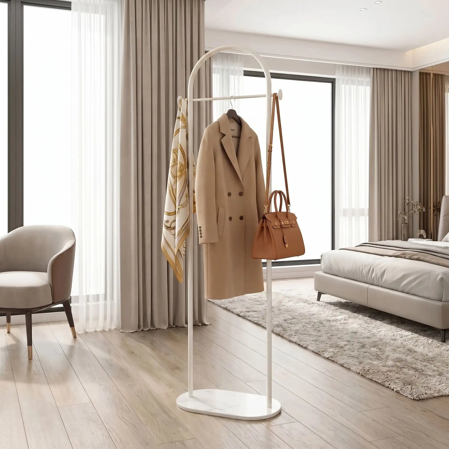 Porte‑manteau sur pied blanc LYKKE Design Soma en métal robuste