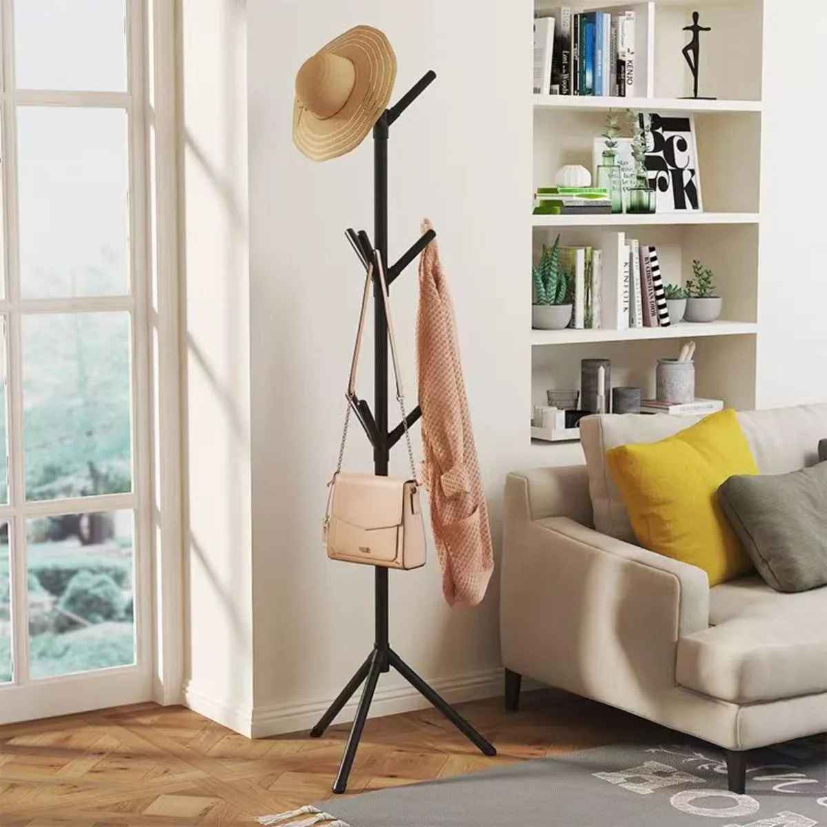 porte manteau sur pied plasticoat avec chapeau