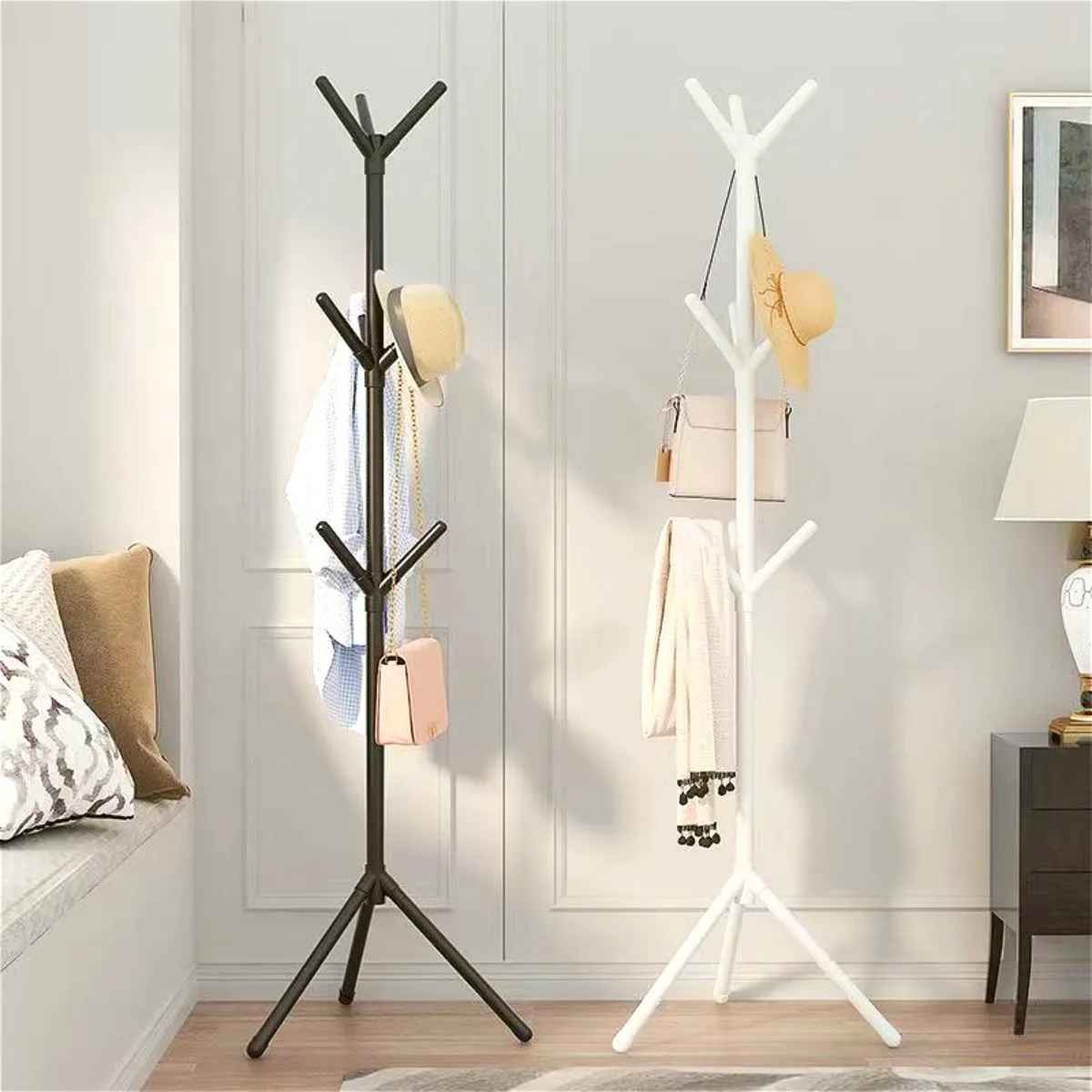porte mantea sur pied plasticoat deux couleurs