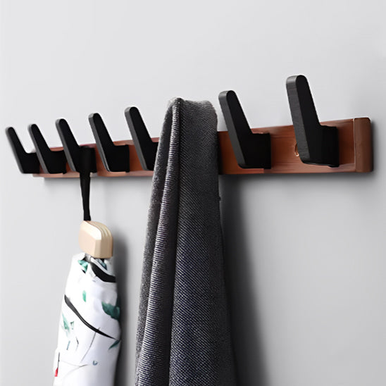 porte manteaux mural nan noir avec veste et parapluie