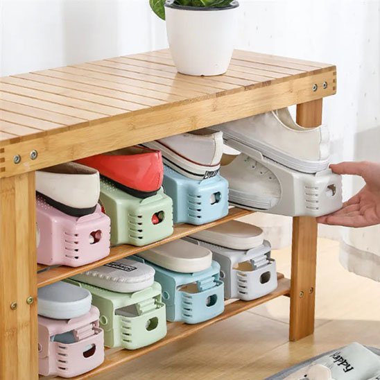 rangement chaussure reglable sous le meuble