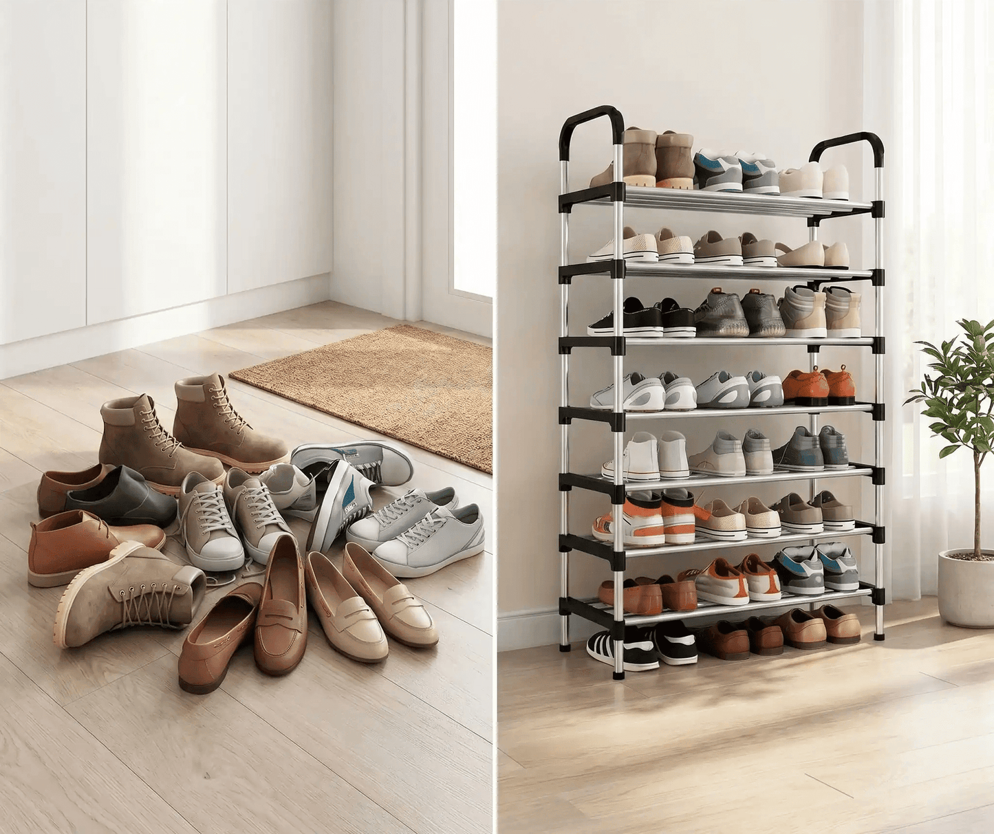 Rangement Chaussures | Étagère Gain de Place - OrganizeHome™ Étagère à chaussures Rangement signature