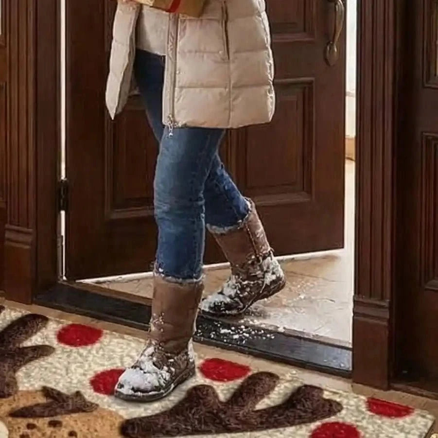 Tapis entrée intérieur FJELL cerf hiver pain d'épice polyester