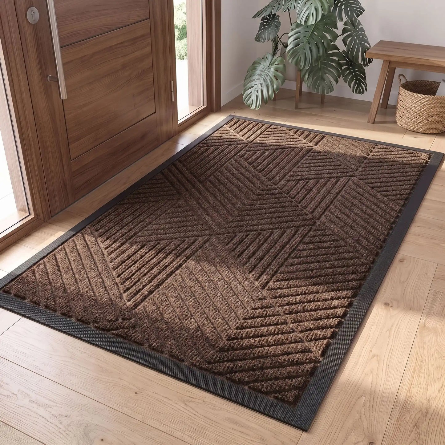 Tapis d’entrée NORDEN™ AquaGuard brun en fibres polyester et caoutchouc