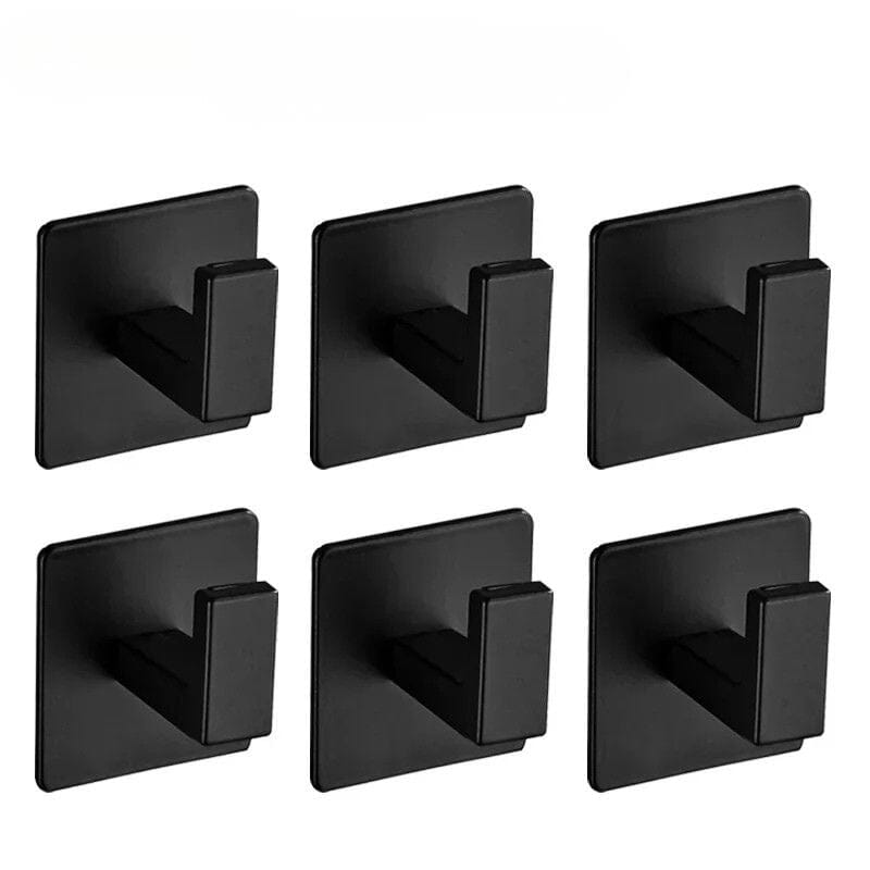 Crochets Muraux | Adhésifs en Aluminium – Noir Mat crochet mural Rangement signature Lot de 6 