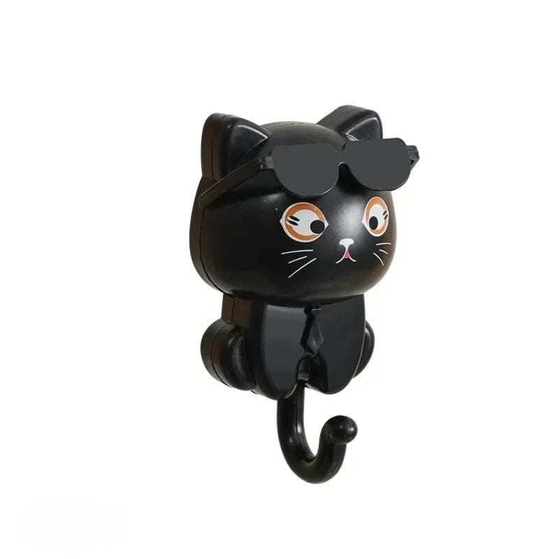 Crochets Muraux | Chat “Cool” – Adhésifs Sans Perçage (Lot de 4) crochet mural Rangement signature Noir 