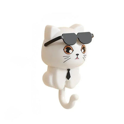Crochets Muraux | Chat “Cool” – Adhésifs Sans Perçage (Lot de 4) crochet mural Rangement signature Blanc 