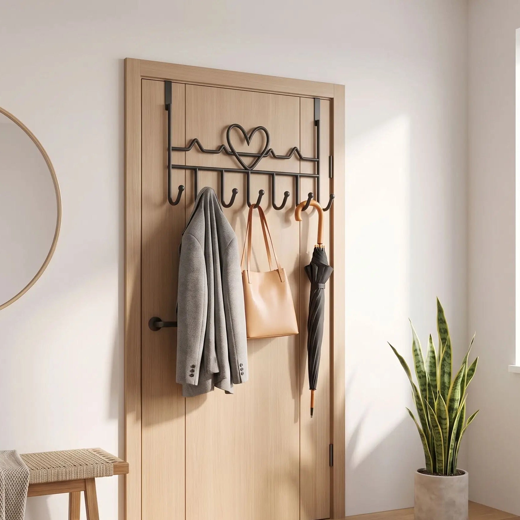 Porte-manteau de porte LYKKE en métal – design cœur 
