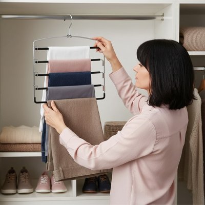 Cintre pour pantalon​ gain de place acier inoxydable