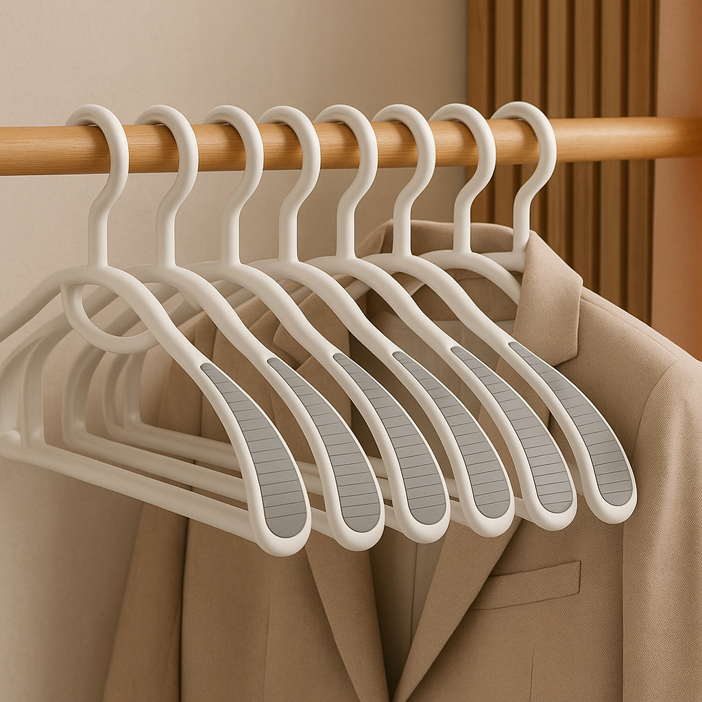 Cintres design et cintre pantalon dans un dressing organisé