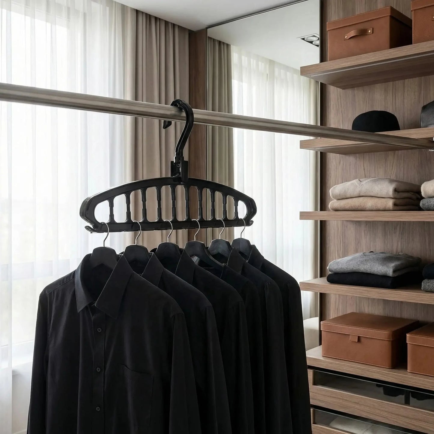 Cintres | Multi‑Niveaux Gain de Place (Pack de 3) Design Élégance Cintres et Rangement Rangement signature Noir Intense 
