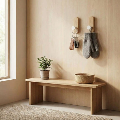 Crochet adhésif hêtre avec clés et mitaines