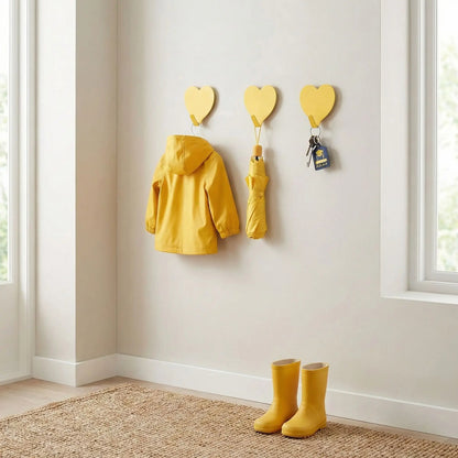 Crochet mural adhesif en forme de cœur avec ensemble de pluie enfant
