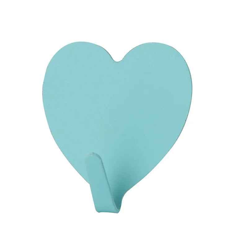 Crochet mural adhesif en forme de cœur bleu