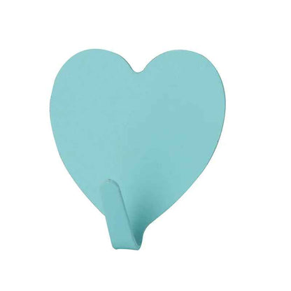 Crochet mural adhesif en forme de cœur bleu