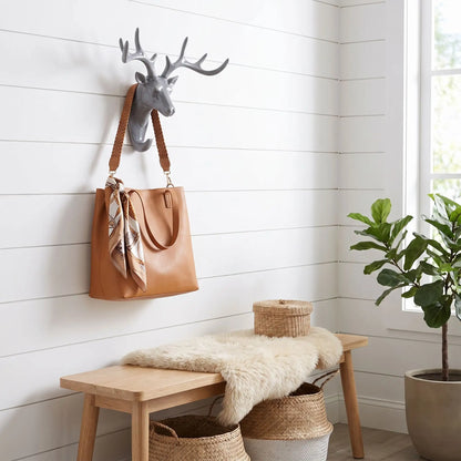 Crochet mural adhésif tête de cerf sans perçage, solution pratique pour suspendre accessoires et sac