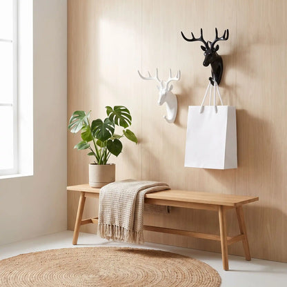 Crochet mural adhésif tête de cerf sans perçage, parfait pour suspendre manteaux, sacs et accessoires