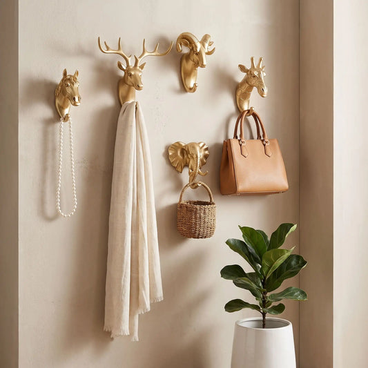 Crochet mural animal doré, patère décorative premium pour entrée, idéal pour suspendre clés et accessoires