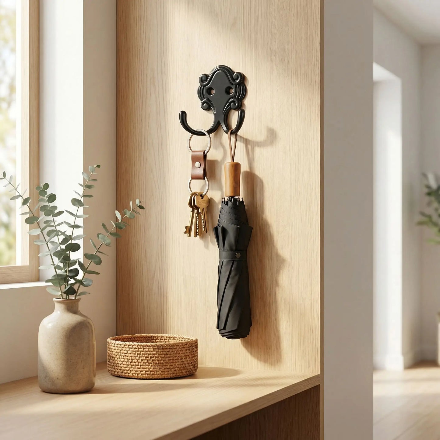 Crochet mural antique décoratif parapluie