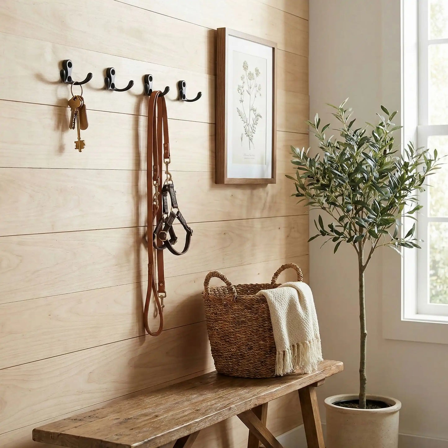 Crochet mural clés et laisse pour chien