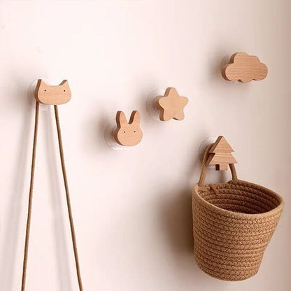 Crochet Mural | Sans Perçage Bois Naturel & Scandi crochet mural Rangement signature 