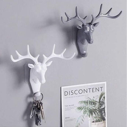 crochet mural tete de cerf blanc et gris