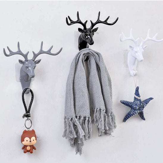 crochet mural tete de cerf trois couleurs
