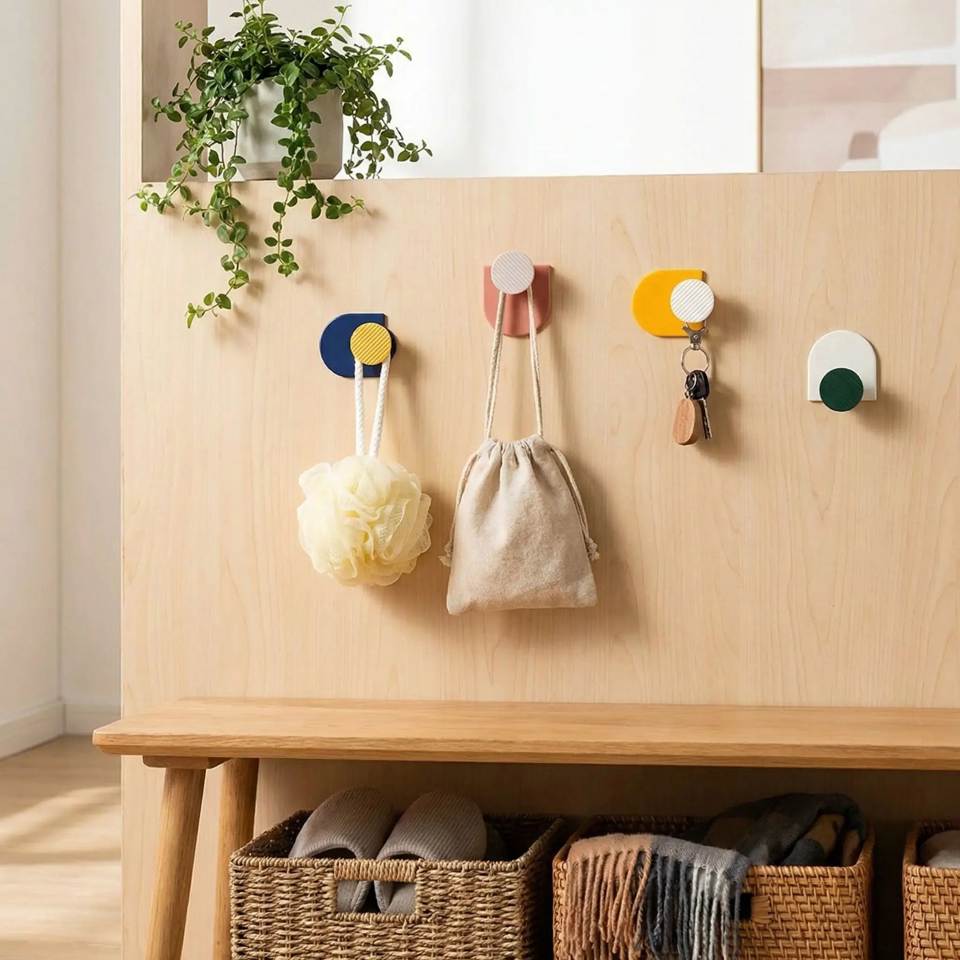 Crochets adhésifs colorés dans une belle entrée